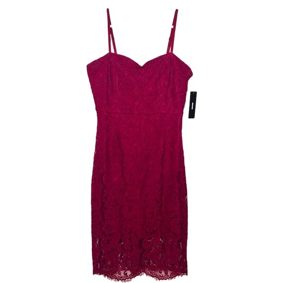 NWT Lulu’s License to Love Burgundy Maroon Lace Bodycon Sleeveless Mini Dress - Picture 4 of 11